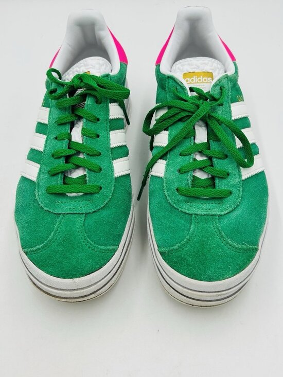adidas Gazelle Bold Green / Lucid Pink Suede Platform Sneakers Womens Size 8 US - Picture 2 of 9